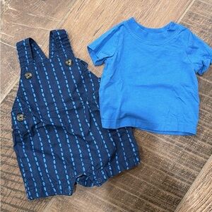 Carter's Newborn Blue Overalls Matching Set
